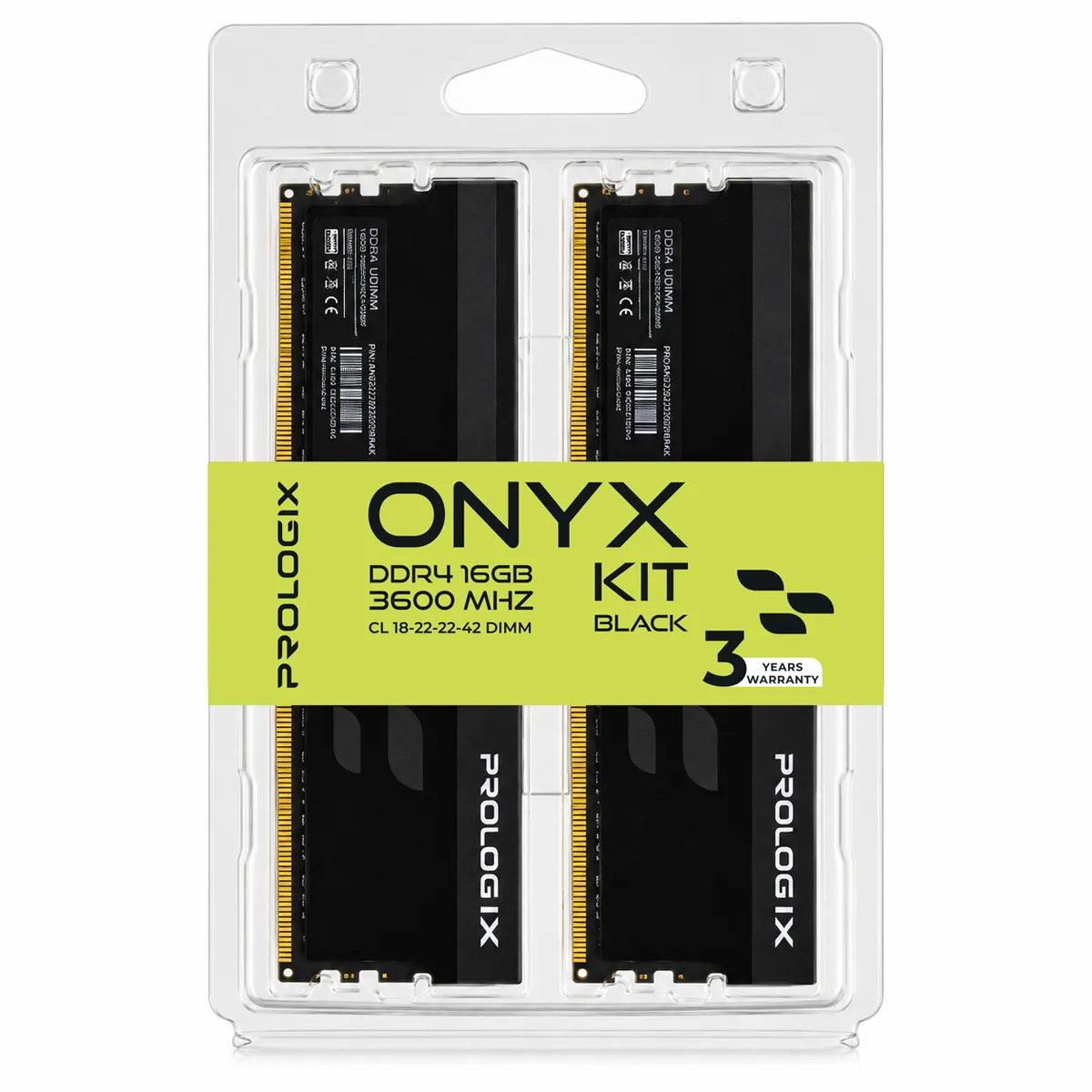 Модуль пам`ятi DDR4 2x8GB/3600 Prologix Onyx Black (PRO16GB3600YB4K) - мініатюра 4