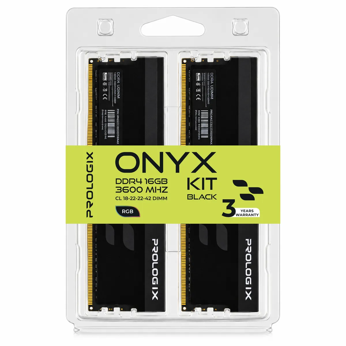 Модуль пам`ятi DDR4 2x8GB/3600 Prologix Onyx Black RGB (PRO16GB3600YBR4K) - мініатюра 4