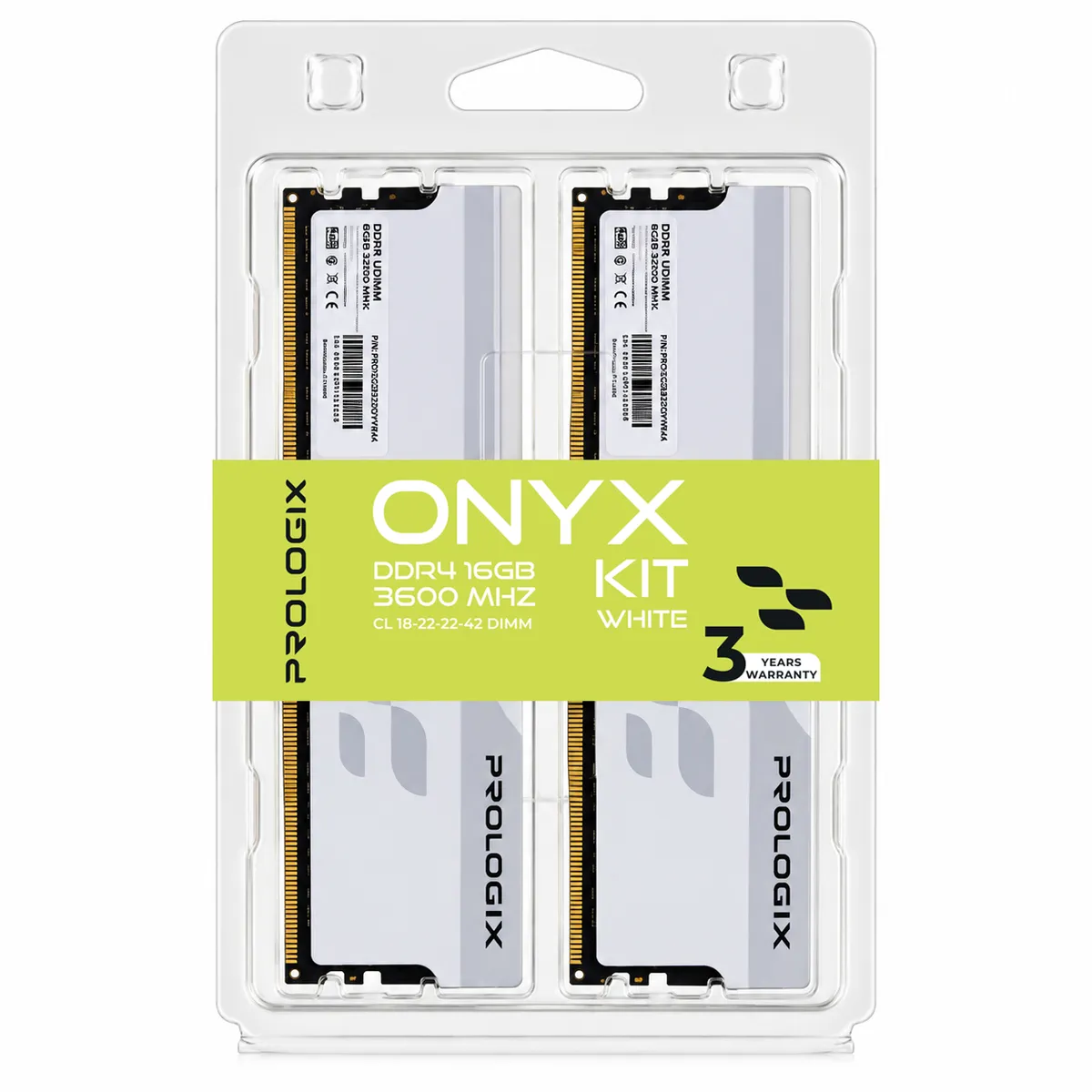 Модуль пам`ятi DDR4 2x8GB/3600 Prologix Onyx White (PRO16GB3600YW4K) - мініатюра 4