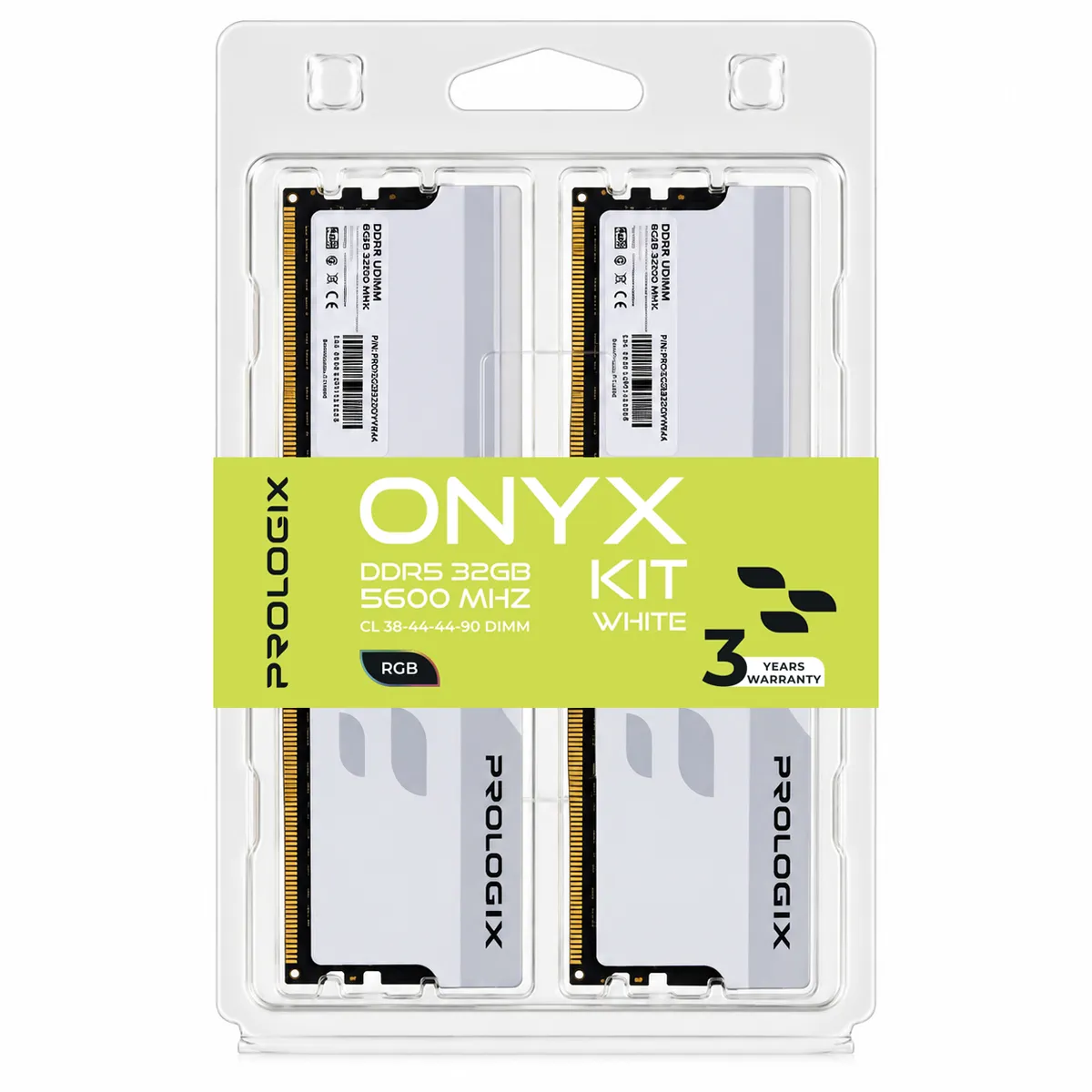 Модуль пам`ятi DDR5 2x16GB/5600 Prologix Onyx White RGB (PRO32GB5600YWR5K) - мініатюра 4