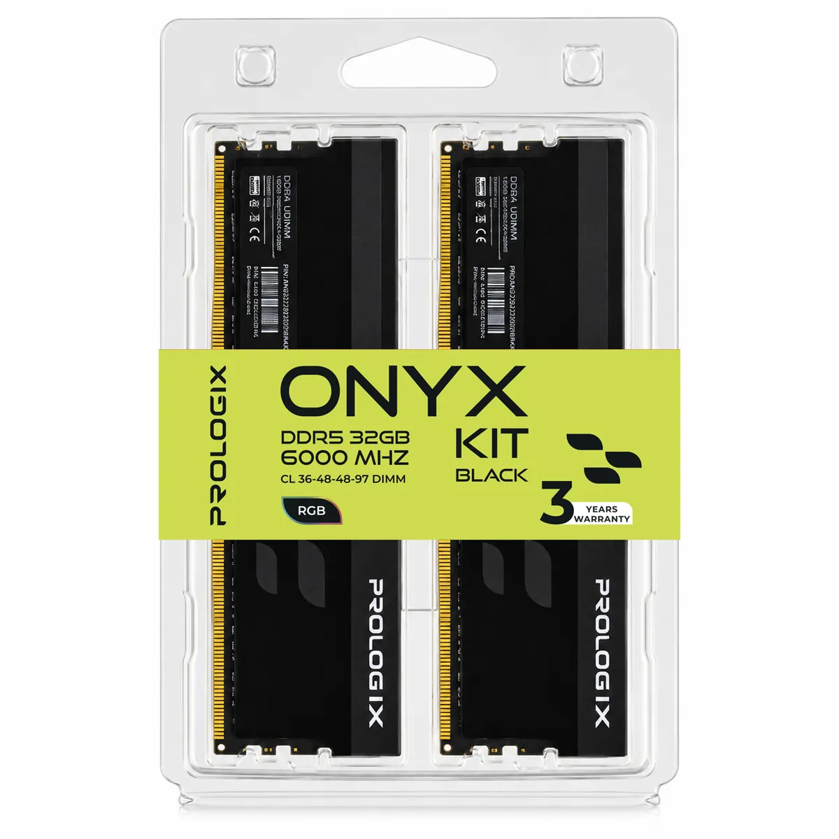 Модуль пам`ятi DDR5 2x16GB/6000 Prologix Onyx Black RGB (PRO32GB6000YBR5K) - мініатюра 4