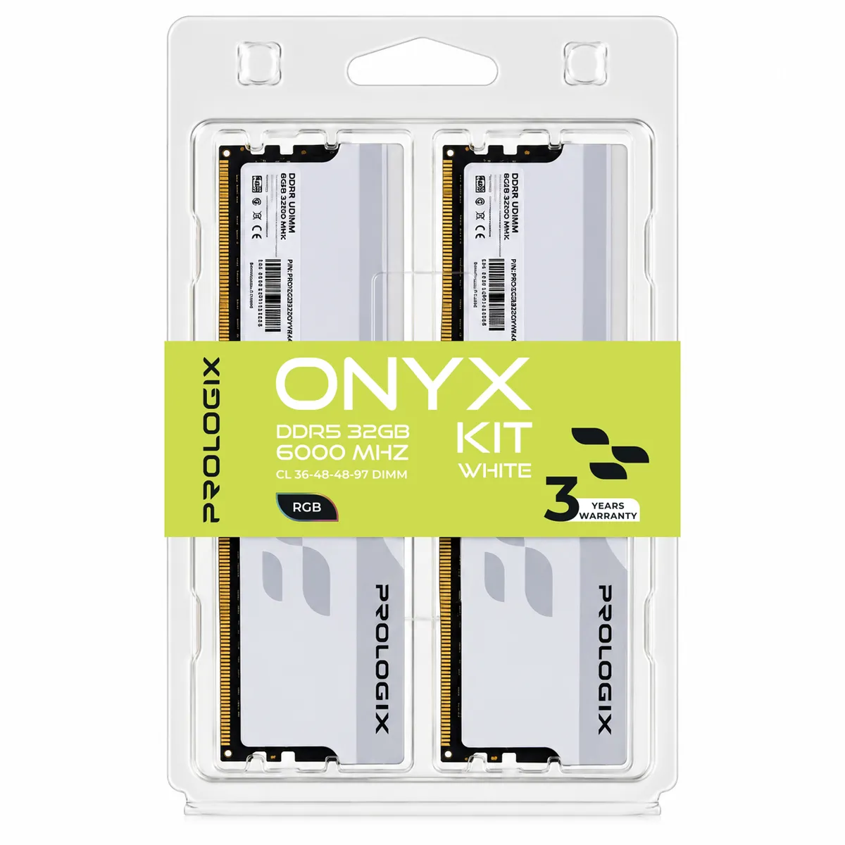 Модуль пам`ятi DDR5 2x16GB/6000 Prologix Onyx White RGB (PRO32GB6000YWR5K) - мініатюра 4