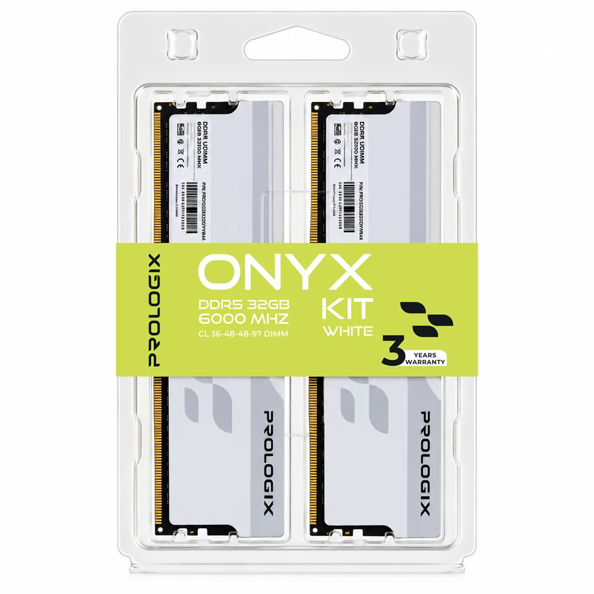 Модуль пам`ятi DDR5 2x16GB/6000 Prologix Onyx White (PRO32GB6000YW5K) - мініатюра 4