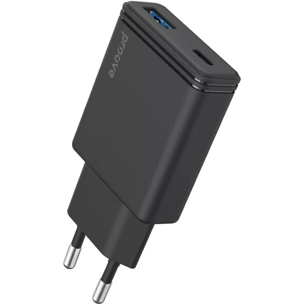 Мережевий зарядний пристрій Proove Slender (1USB-C, 1USB) 45W Black (WCSL45110001) - зображення 1