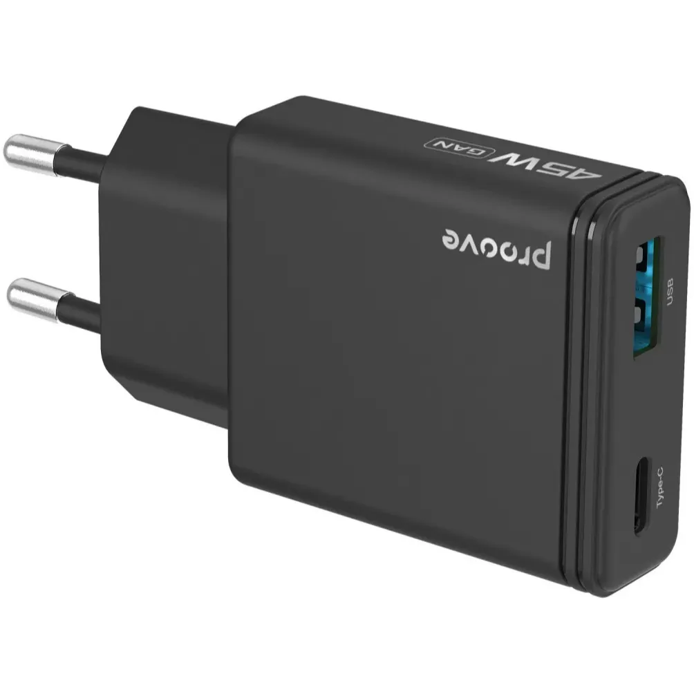 Мережевий зарядний пристрій Proove Slender (1USB-C, 1USB) 45W Black (WCSL45110001) - мініатюра 5
