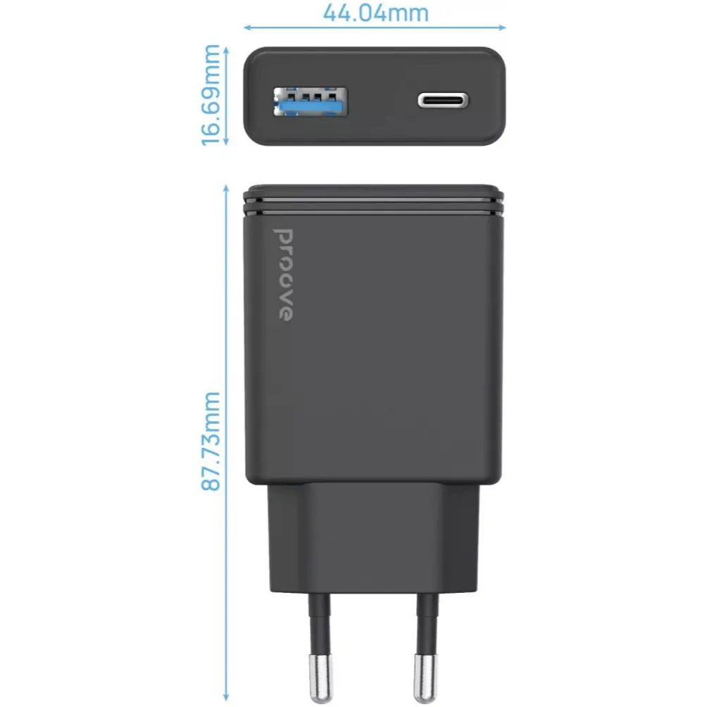 Мережевий зарядний пристрій Proove Slender (1USB-C, 1USB) 45W Black (WCSL45110001) - мініатюра 9