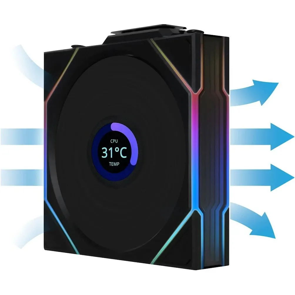 Вентилятор Lian Li UNI FAN TL Wireless LCD 120 3-Pack A-RGB Black (G99.12TLLCD1W3B.00) - мініатюра 10