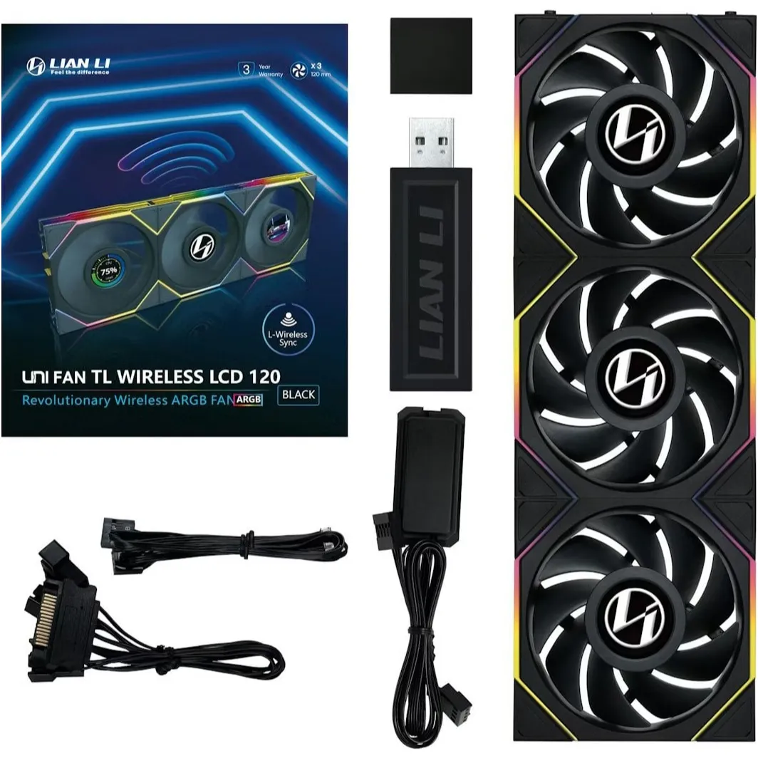 Вентилятор Lian Li UNI FAN TL Wireless LCD 120 3-Pack A-RGB Black (G99.12TLLCD1W3B.00) - мініатюра 11