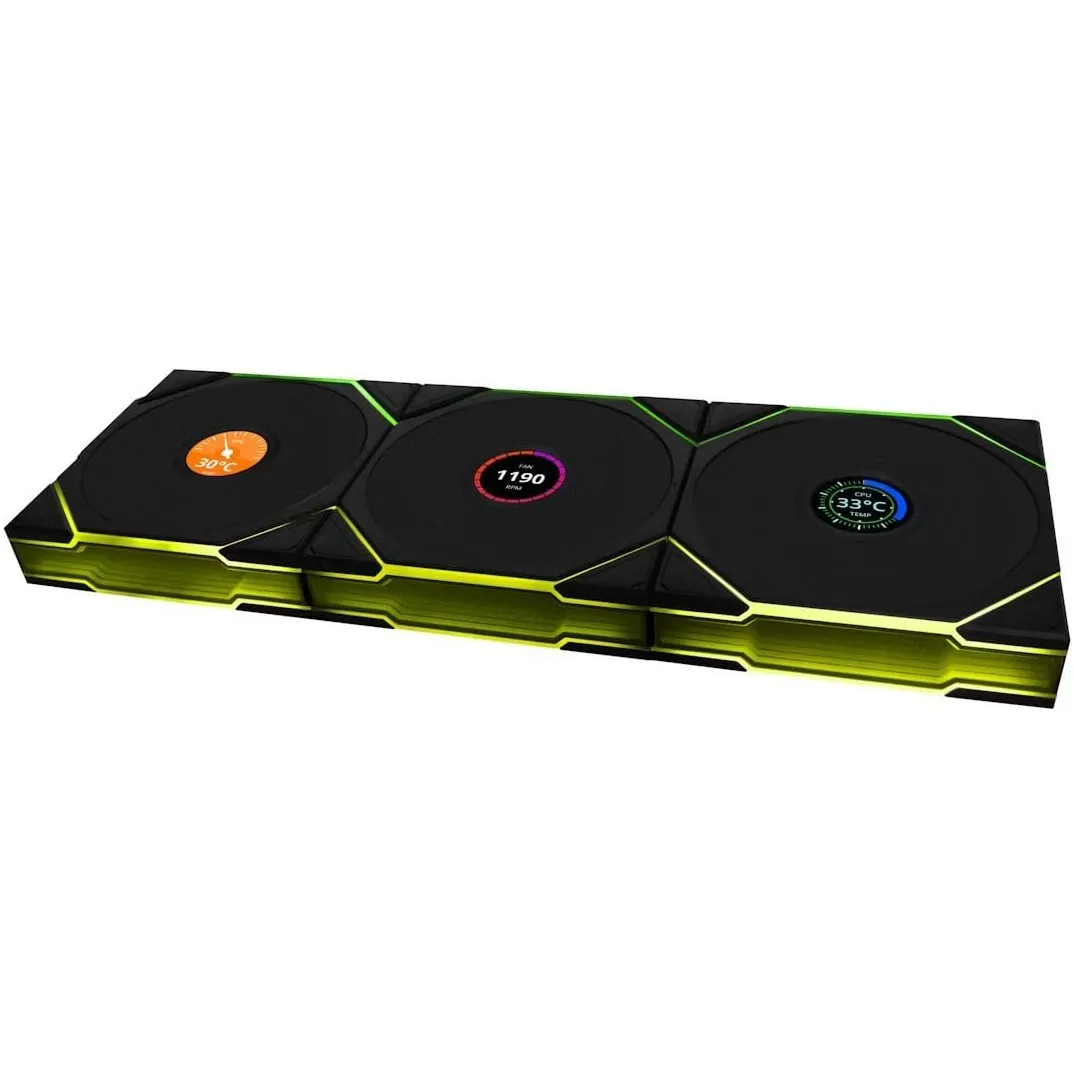 Вентилятор Lian Li UNI FAN TL Wireless LCD 120 3-Pack A-RGB Black (G99.12TLLCD1W3B.00) - мініатюра 2