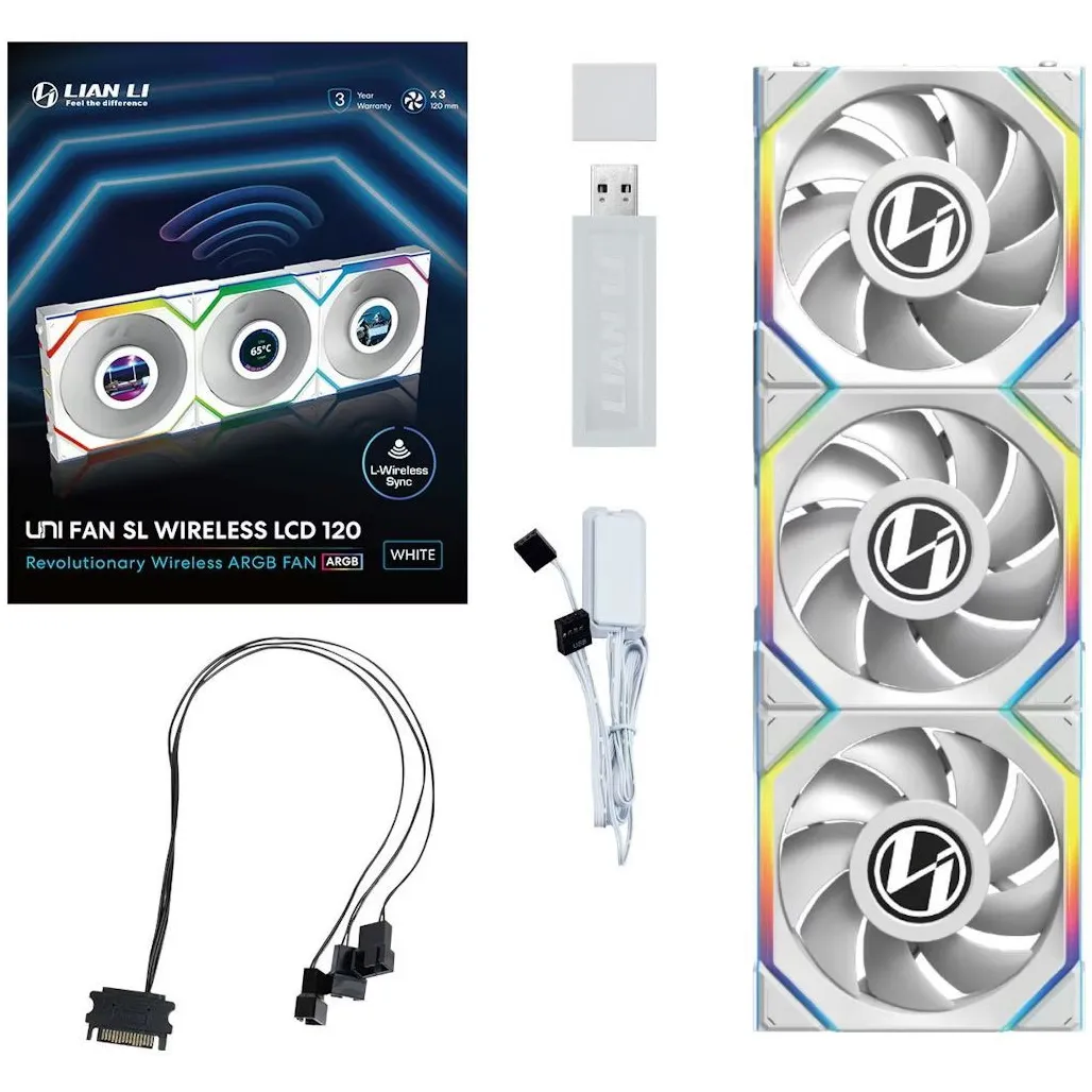 Вентилятор Lian Li Uni Fan SL Wireless LCD 120-3 A-RGB White (G99.12SLLCD1W3W.00) - мініатюра 6