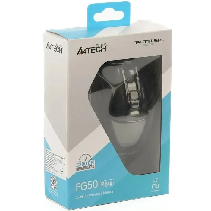 Миша бездротова безшумна A4Tech Fstyler FG50S Plus (Black),  USB, колір чорний - мініатюра 2