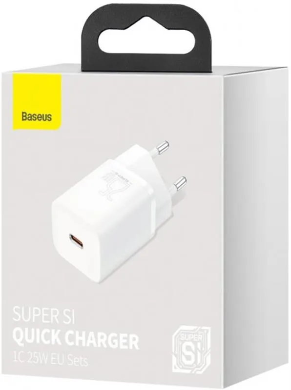 Мережевий зарядний пристрій Baseus Super Si Quick Charger 1C (1USB-C) 25W White (CCSP020102) - мініатюра 4