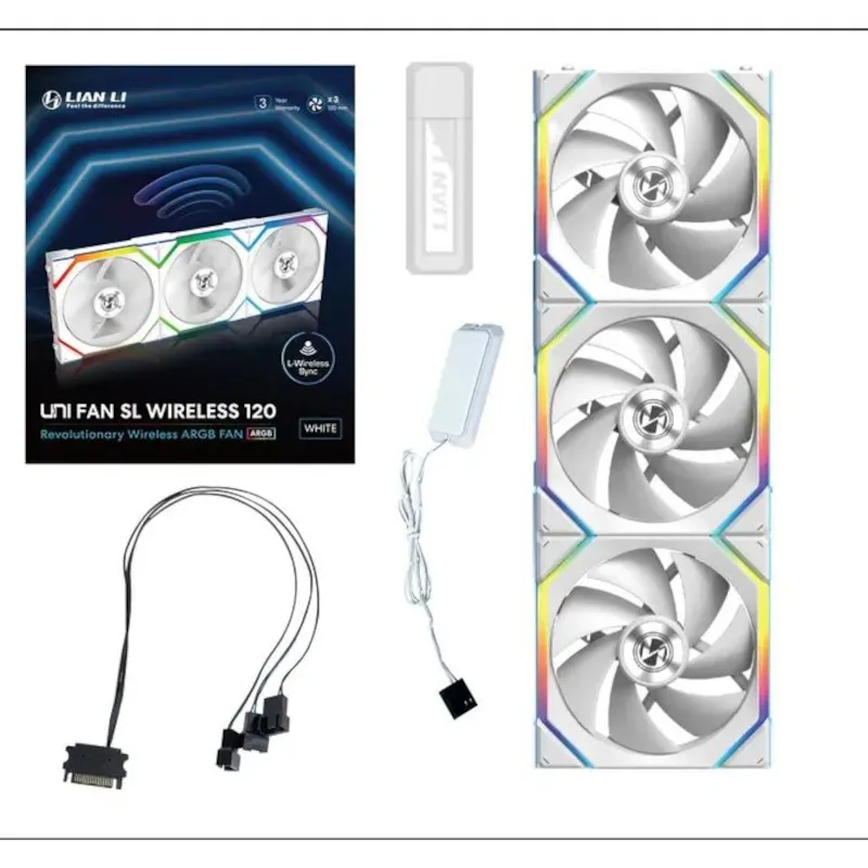 Вентилятор Lian Li Uni Fan SL Wireless 120 Reverse Blade 3-Pack A-RGB White (G99.12RSL1W3W.00) - мініатюра 8