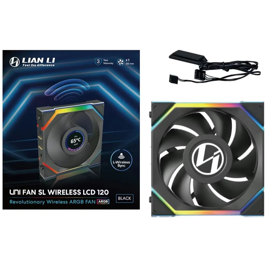 Вентилятор Lian Li Uni Fan SL Wireless LCD 120 A-RGB Black (G99.12SLLCD1W1B.00) - мініатюра 7