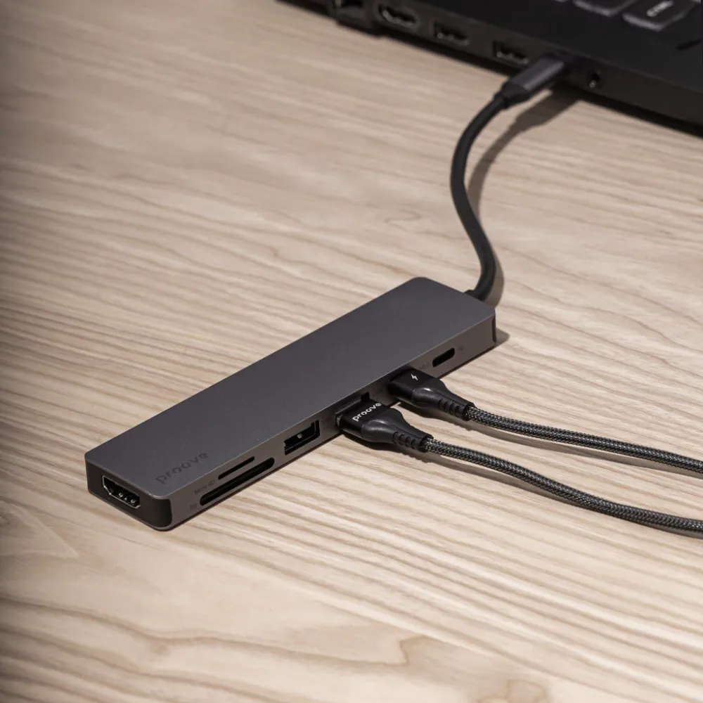 Type-C-Хаб Proove Iron Link 7 in 1 (2*Type-C + 2*USB3.0 + HDMI + SD/TF) (silver) - мініатюра 6