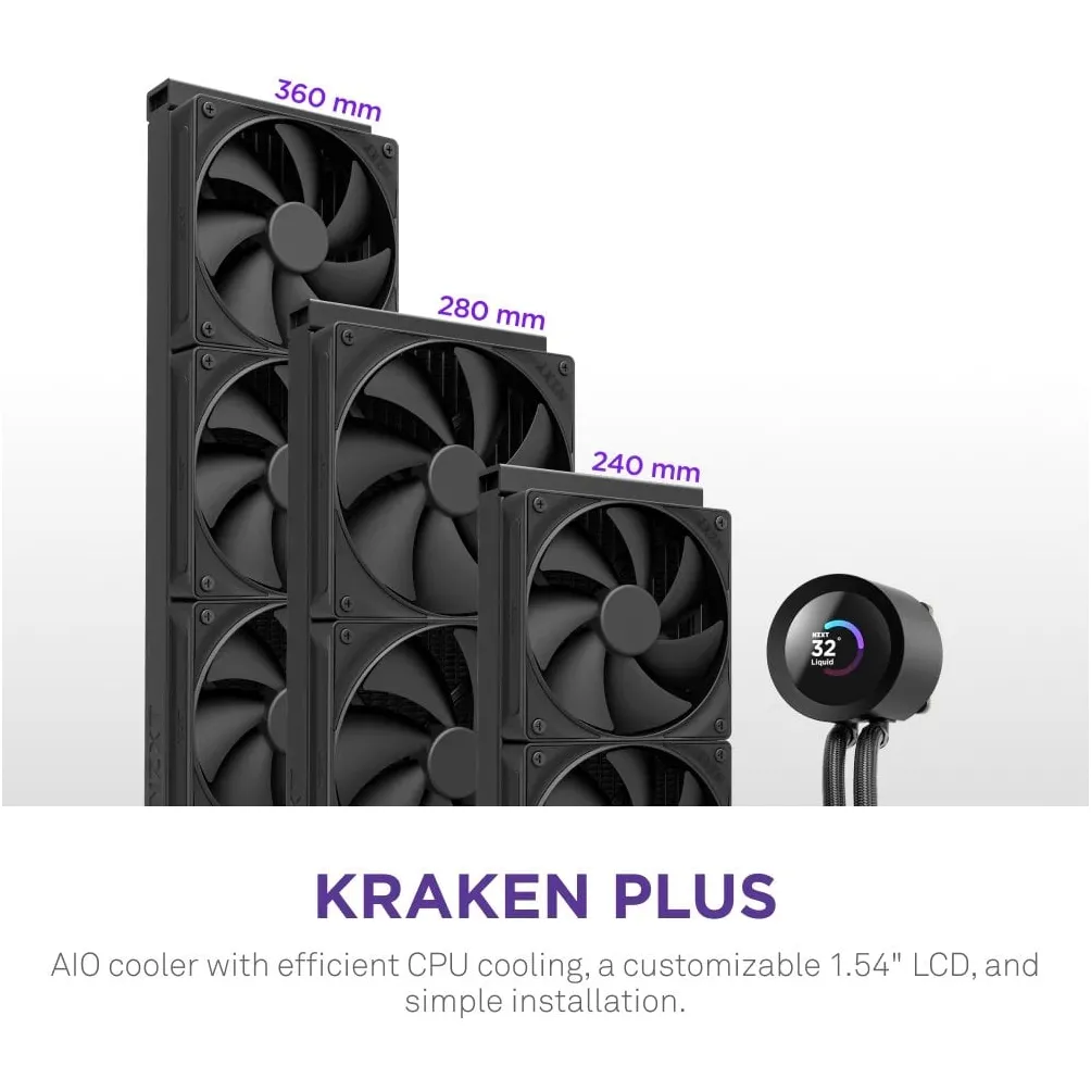 Система водяного охолодження NZXT Kraken Plus 280 Black (RL-KN280-B2) - мініатюра 2