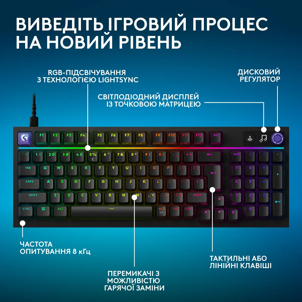Клавiатура Logitech G316 X 98 Black (920-014205) - мініатюра 2