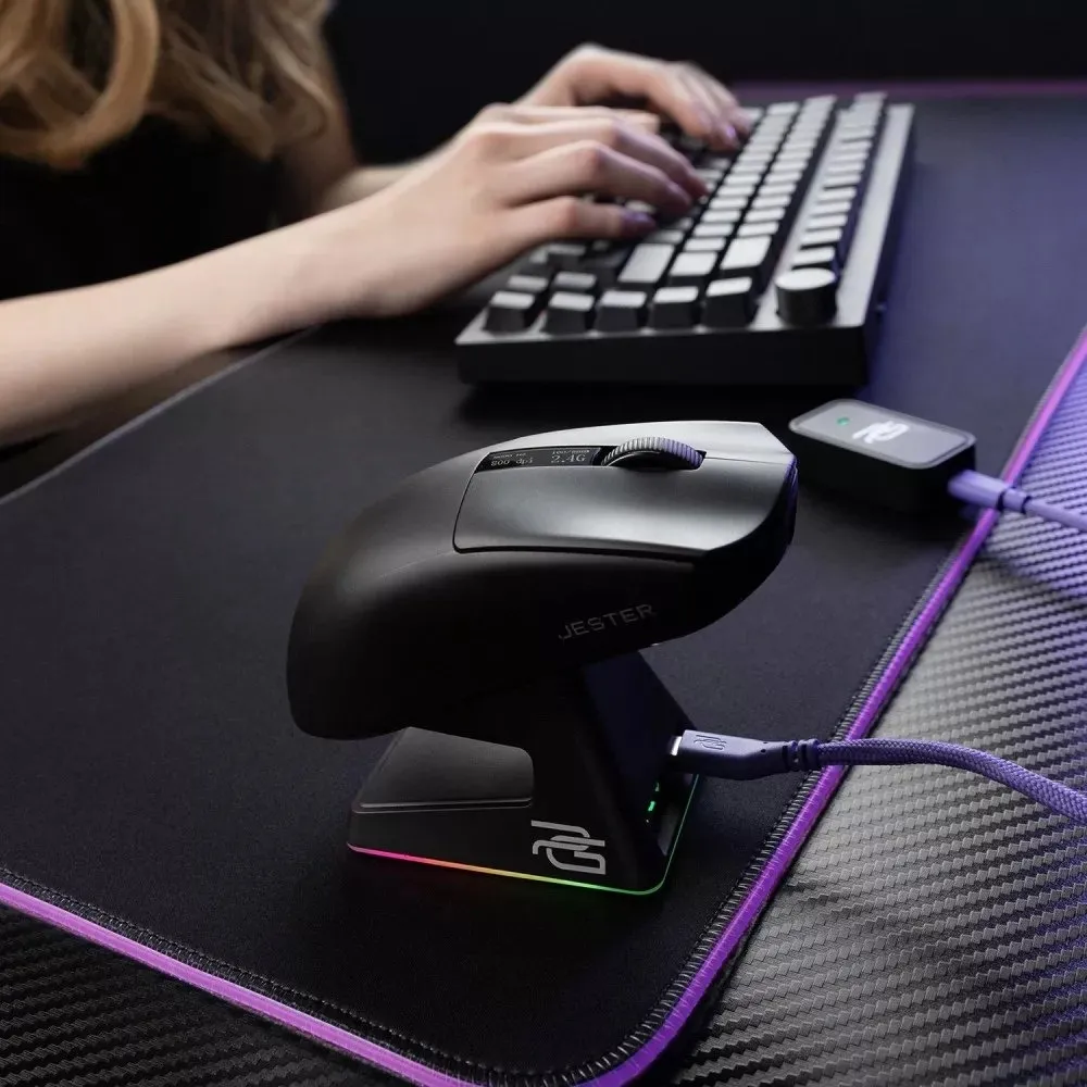 Миша бездротова Proove Gaming Superfight Wireless with charging dock Black/Purple (WMSW00122001) - мініатюра 6