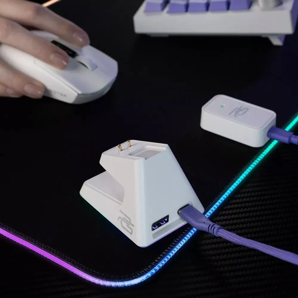 Миша бездротова Proove Gaming Superfight Wireless with charging dock White/Purple (WMSW00122002) - мініатюра 8