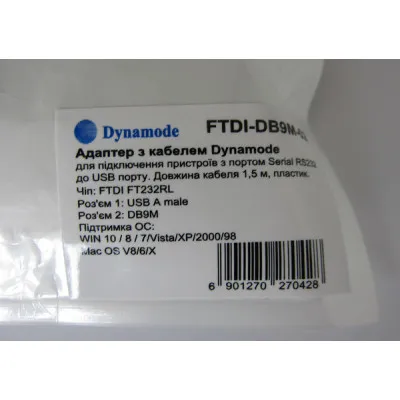 Кабель для передачі даних Dynamode USB to COM 1.5m (FTDI-DB9M-02) - мініатюра 4