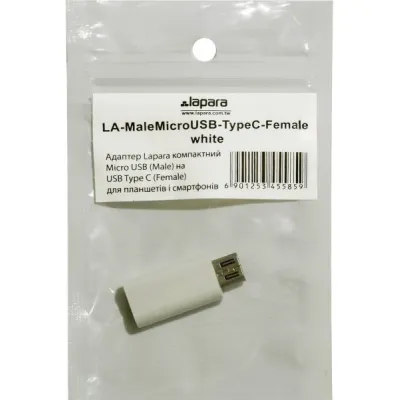 Перехідник Lapara Micro USB Male to USB 3.1 Type-C Female white (LA-MaleMicroUSB-TypeC-Female white) - мініатюра 5