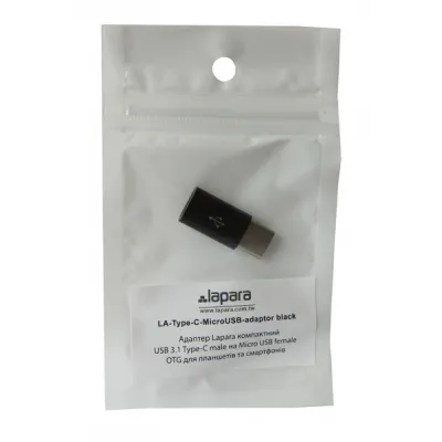 Перехідник Type-C to Micro USB Lapara (LA-Type-C-MicroUSB-adaptor black) - мініатюра 4