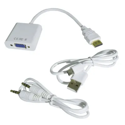 Перехідник HDMI M to VGA F (з кабелями аудіо і живлення від USB) ST-Lab (U-990 white) - мініатюра 4