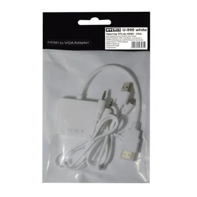 Перехідник HDMI M to VGA F (з кабелями аудіо і живлення від USB) ST-Lab (U-990 white) - мініатюра 6
