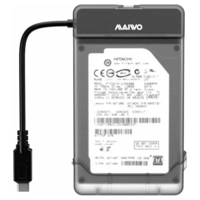 Кишеня зовнішня Maiwo USB3.1 GEN1 TypeC to HDD 2,5" SATA/SSD black (K104G2 black) - зображення 1
