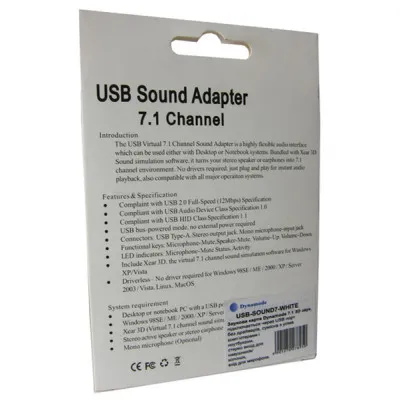 Звукова плата Dynamode USB 8(7.1) каналов 3D RTL (USB-SOUND7-WHITE) - мініатюра 4