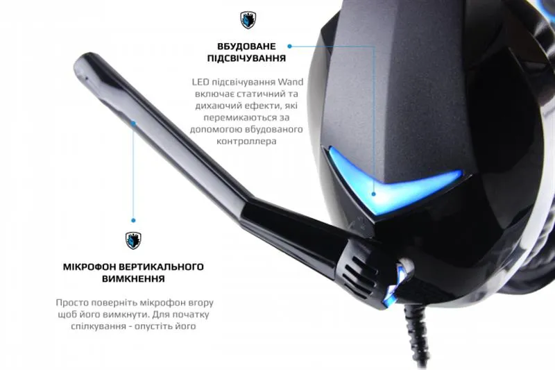 Гарнітура Sades SA-914 Wand Black/Blue LED (sa914bku) - мініатюра 5