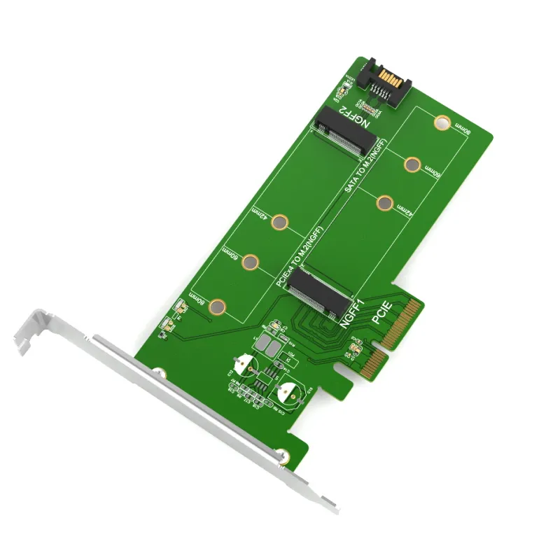 Контроллер Maiwo Multi-Size PCIex4 & SATA to M.2 (M-Key or B-key) SSD with full profile bracket - зображення 1