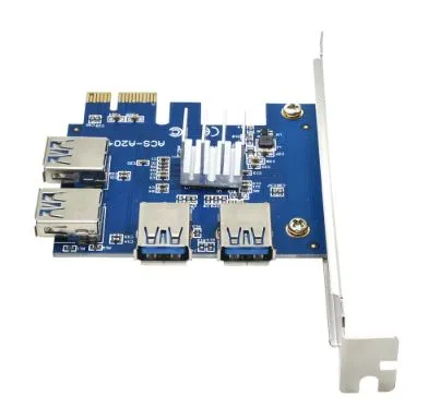 Плата розширення для райзерів Dynamode PCI-E 1x - 16x to 4 PCI-E USB 3.0 - зображення 1
