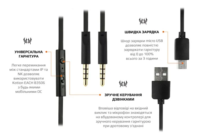 Bluetooth-гарнітура Kotion EACH B3506 Black/Orange (ktb3506bt) - мініатюра 10