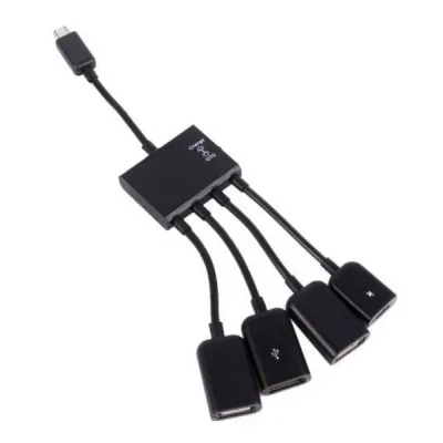 Концентратор Lapara LA-MicroUSB-OTG-HUB black - зображення 1