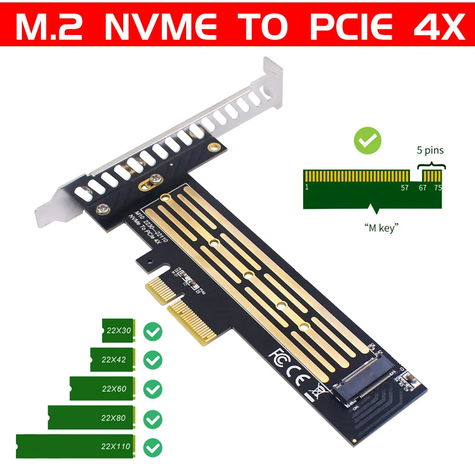 Контроллер Dynamode M.2 SSD NVMe M-Key to PCI-E 3.0 x4/ x8/ x16, full profile bracket - зображення 1