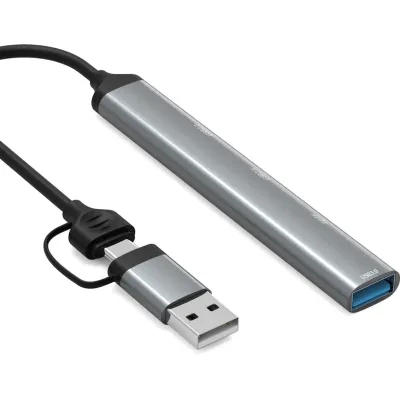 Концентратор Dynamode 5-in-1 USB Type-C/Type-A to 1хUSB3.0, 2xUSB 2.0, card-reader SD/MicroSD (DM-UH-514) - мініатюра 3