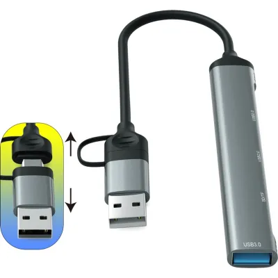 Концентратор Dynamode 5-in-1 USB Type-C/Type-A to 1хUSB3.0, 2xUSB 2.0, card-reader SD/MicroSD (DM-UH-514) - мініатюра 5