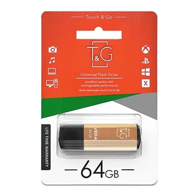 Флеш-накопичувач USB 64GB T&G 121 Vega Series Gold (TG121-64GBGD) - зображення 1