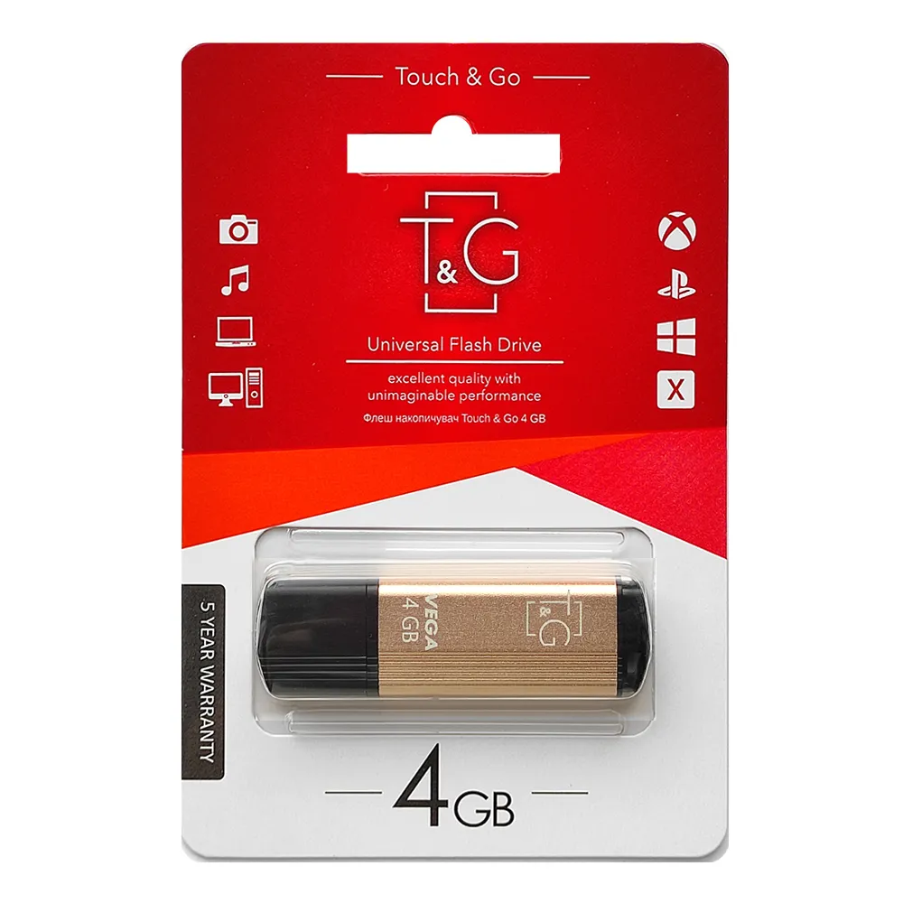 Флеш-накопичувач USB 4GB T&G 121 Vega Series Gold (TG121-4GBGD) - мініатюра 2
