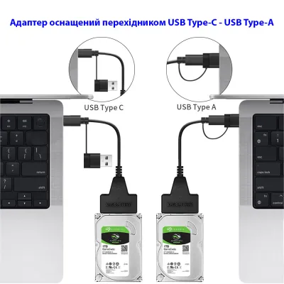 Адаптер USB3.0 Type-A/C HDD 2,5" SATA II/III / SSD Dynamode (DM-AD-SATA-U3) - мініатюра 4