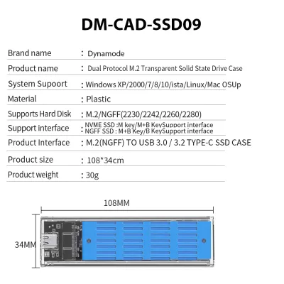 Кишеня зовнішня Dynamode M.2 SSD NVMe/SATA combo ч-з USB3.2 GEN2 Type-C (DM-CAD-SSD09) - мініатюра 12