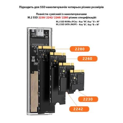 Кишеня зовнішня Dynamode M.2 SSD NVMe/SATA combo ч-з USB3.2 GEN2 Type-C (DM-CAD-SSD09) - мініатюра 8