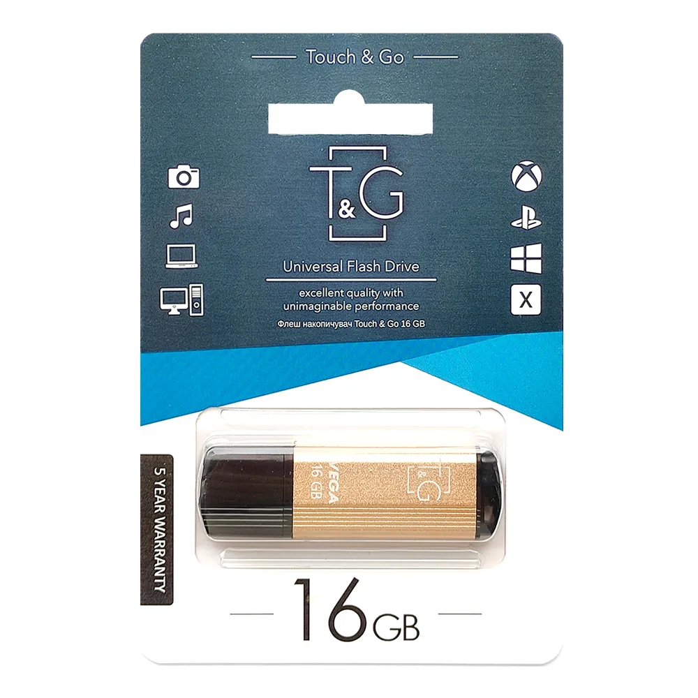 Флеш-накопичувач USB 16GB T&G 121 Vega Series Gold (TG121-16GBGD) - мініатюра 2