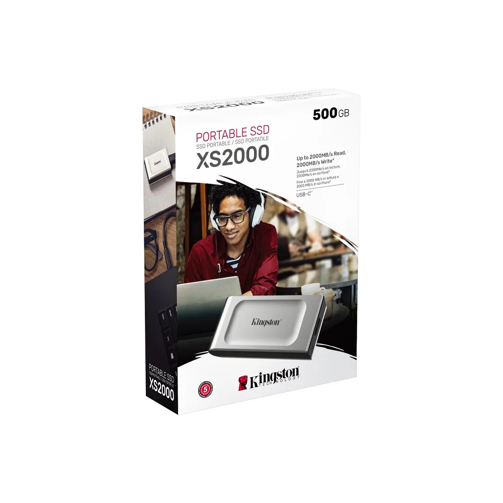 Портативний SSD Kingston XS2000 500GB USB 3.2 Gen2 (2x2) Type-C IP55 3D NAND - мініатюра 2