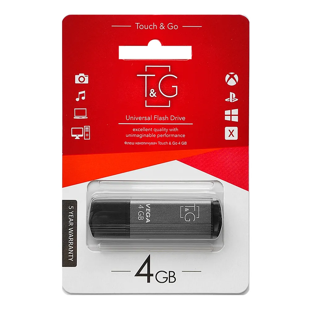 Флеш-накопичувач USB 4GB T&G 121 Vega Series Grey (TG121-4GBGY) - мініатюра 2