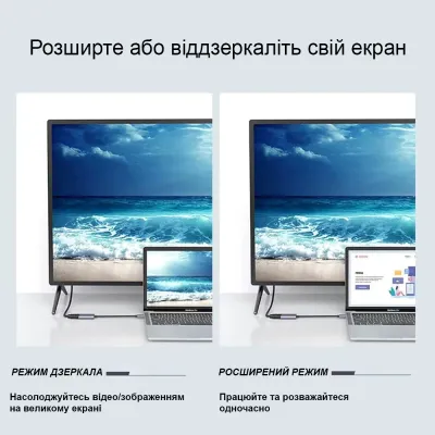Перехідник USB-C to HDMI F USB 3.0 4K60Hz dark gray Dynamode (DM-AD-USB-C-HDMI) - мініатюра 5
