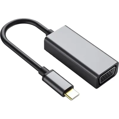 Перехідник USB-C to VGA F USB 3.0 Full HD 1080p 60Hz dark gray Dynamode (DM-AD-USB-C-VGA) - зображення 1