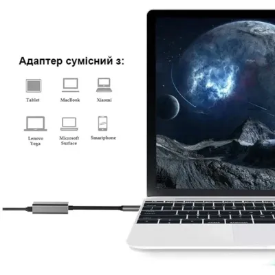 Перехідник USB-C to VGA F USB 3.0 Full HD 1080p 60Hz dark gray Dynamode (DM-AD-USB-C-VGA) - мініатюра 6