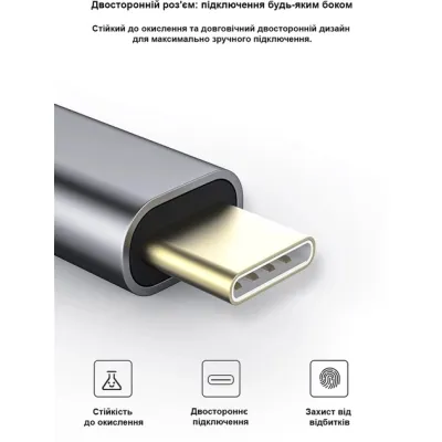 Перехідник USB-C to VGA F USB 3.0 Full HD 1080p 60Hz dark gray Dynamode (DM-AD-USB-C-VGA) - мініатюра 8